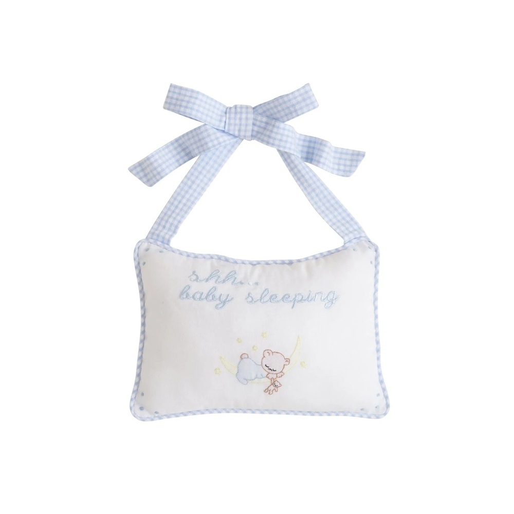 Little English Blue and White Baby Door Pillow